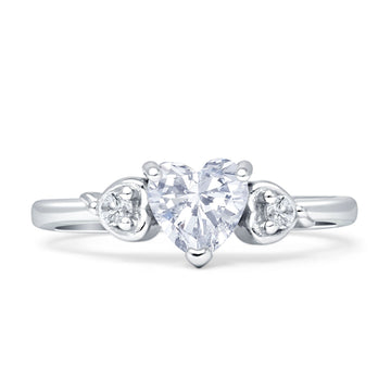 Three Stone Heart Promise Ring Cubic Zirconia 925 Sterling Silver Wholesale